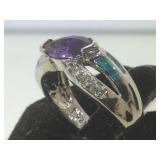 Sterling ring w/ multi gems, size 7