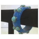 Blue bangle bracelet w/ turquoise