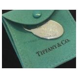 Tiffany & Co. sterling oval tag w/ pouch, for