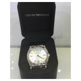 Emporio Armani stainless mesh band watch w/ case