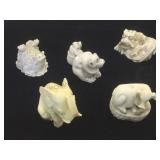 5 pieces lot, resin netsukes & more