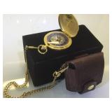 Franklin Mint Eagle themed pocket watch w/ chain