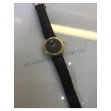 Movado swiss made wrist watch w/ black leather