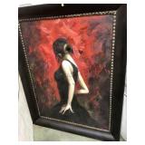 Large framed painting on canvas Salsa Dancer