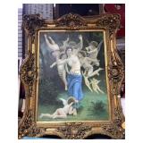 Large ornate framed oil on canvas signed by