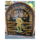 Vintage wooden Wild West Show 3D display sign