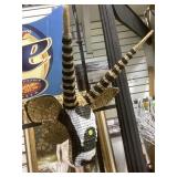 Handmade and painted wicker goat head hanging