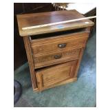 Antique wood store cabinet, drawers and door,