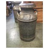Vintage milk can with cover, embossed Ashtigo, WI