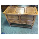 Antique Q.S oak Jacobean style lift top blanket