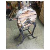 Antique knife sharpener , wood case on iron frame