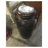 Vintage milk can with cover, black paint