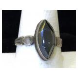 Sterling Silver Ring with Hematite - size 7.75