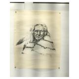 Unframed rolled native drawing. 16x20 in.