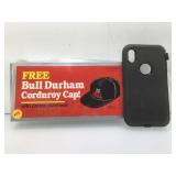 Bull Durham corduroy cap. NIB. With otter box
