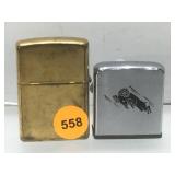 Zippo measuring tape and brass lighter.