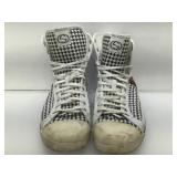 Gucci woven checker sneakers.