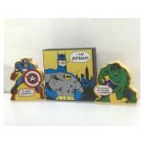 Batman and Hulk wood wall hanging decor.