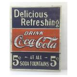 Coca cola. Metal wall art. Approx 12x16.