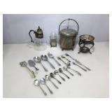 FB Rogers plated ice bucket, decanter and more.