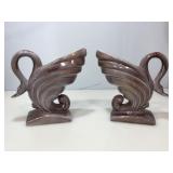 Pair of Porcelain lavender swan planters