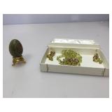 Vintage costume jewelry set in box with marble