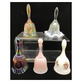 Fenton Art Glass Bells. Two Hand painted and