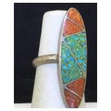 Sterling Silver Ring with Crushed Turquoise and