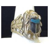 Sterling Silver Scarab Beetle Ring - size 7.75