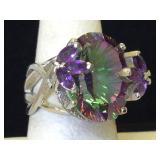 Silver Ring Mystic Topaz  sz7