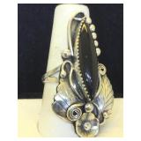 Indian Silver ring with onyx sz 7