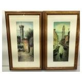 Framed Venice and Fiesole Lithographs signed by