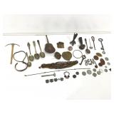 Assorted vintage spoons, trinkets and more.