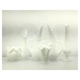 Collection of Fenton hobnail tall handled vases