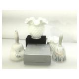 Fenton glassware, bells with Atlantis silver