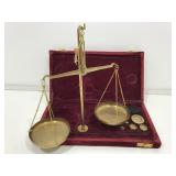 Vintage Brass Scale in Velvet Box.