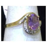 10K Gold ring amethest 1.7g sz 7