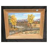 Landscape Stream Oil on board Painting by Alice