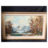 Mountain Landscape Oil Painting  Signed by A.