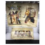 Three (3) Egyptian Paintings on Papyrus. Rolled.