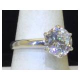 Sterling silver ring with clear glass 
Size 7