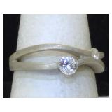 Sterling silver ring with clear glass 
Size 7