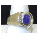 Sterling silver ring with sapphire 
Size 9