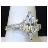 Sterling silver ring with clear glass 
Size 7.5