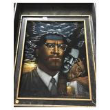 Framed Painting on black velvet 22" x 27"