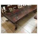 Custom made wood coffee table w/chain feet and