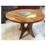 Wood Pub height table w/spinning top tray
