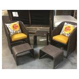 Patio wicker set incl. 2 chairs w/footrest and