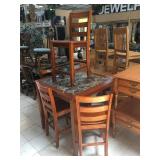 Wood high table w/4 chairs, approx 38x38x36