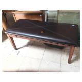 Wood bench w/padded seat, approx 42 inches long